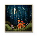 Plakat drewniany las i gwiazdy nocą - SpaceFrog Designs - Square