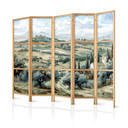 Japanischer Paravent, Raumteiler freistehend, Trennwand - Tuscan Landscape: Green Fields