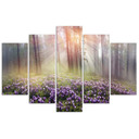 5 stykke lærredstryk Misty Forest Flowers