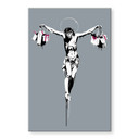 Tableau en verre acrylique Banksy - Jésus Christ avec des sacs à provisions