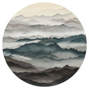 Wallsticker Roerich Light - Tåget Bjerglandskab - Sir Edward x Grigory Gladarev - Rund