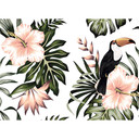 hvid og pink non-woven tapet Designwalls Designwalls Tukan fugle jungle