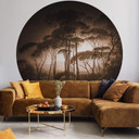 Fototapeta parasol sosny z winietowaniem sepia - okrągła - tapeta flizelinowa/tapeta flizelinowa sam