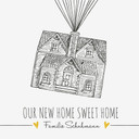 Obraz na płótnie z odciskiem palca + spersonalizowany tekst - Our new Home sweet Home