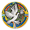 Glasbillede - Farverig fredsdue - inspireret af Matisse - Zamart