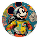 Vægcirkel Treechild - Astronaut Mickey – print på aluminium (Alu-Dibond)