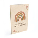 Holzbild mit Boho-Regenbogen - Glaubenssatz 'Ich werde geliebt' fürs Kinderzimmer