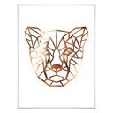 Plakat - Gepard origami - miedziany wygląd