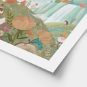 Poster Rävfamilj på Blomsteräng - Oliver Robins