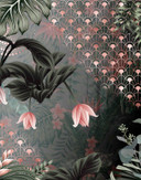 Fototapet med motiv av trana med art deco-prov och blommor 2,7 x 2,12 m