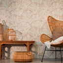 Papel pintado con textura en abanico color beige crema - Papel pintado no tejido con relieve 