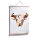 Plakat - Głowa byka origami - miedziany wygląd