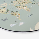 Wanddecoratie Wereldkaart - Wereld van de Dieren - Oliver Robins - Alu-Dibond - Rond
