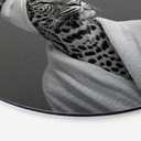 Billede med sølveffekt Royale Spa time-out med leopard - Rahner - rund – print på aluminium