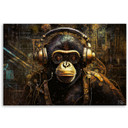 Canvasbillede, Chimpanse med hovedtelefoner