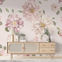 Fototapeta w kwiaty dalie shabby chic różowa - Bloomery Decor