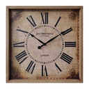 Horloge murale vintage en MDF effet bois, horloge à quartz carrée avec chiffres romains au design antique 50x50x3,5
