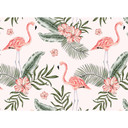 hvidt og lyserødt non-woven tapet Designwalls Tropical Vibes flamingo fugle