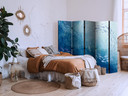 Paravent, Raumteiler freistehend, Trennwand - Luminous Clusters of Fish in Blue Hues Amidst the Sea 
