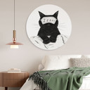 Tableaux rond Chat noir avec masque de nuit - Korenkova - Alu-Dibond