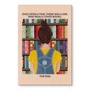 Tableau Amour des Livres - Fille devant l'Étagère - WallChart Art Studio - Alu-Dibond