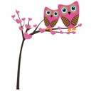 Sticker mural - Arbre avec chouettes