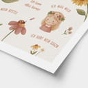 Kinder-Poster - Affirmationen Blumen mit Biene und Marienkäfer