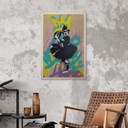 Houten Wanddecoratie Ballerina met Voetbal Graffiti - Habib