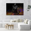 Canvasbillede, Leopard på farverig baggrund