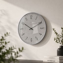 Horloge murale moderne en verre effet béton, ronde avec grands chiffres pour le salon 35x35x4,5 cm