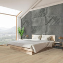 Echtstein - 3D Wandpaneel, Set aus 6 Natursteinplatten als luxuriöse Wandverkleidung - Schiefer Grau