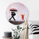 Tableau en alu-Dibond Banksy - Pluie colorée - Rond