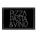 Glasschilderij Pizza Pasta & Vino - zwart