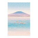 Textielposter Pastelkleurig meer met flamingo's - Rivers