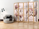 Japansk foldevæg til rumopdeling - Vintage magnolier, 3-delt