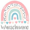 Muursticker Regenboog Pastel met Hartjes