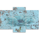 3-delt lærredstryk Vintage Flower Blue