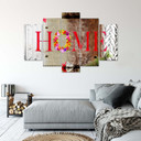 5 stykke lærred Print Hjem Inskription Blomster