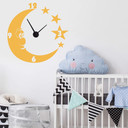 Sticker mural - Horloge murale  Lune et étoiles