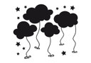 Sticker mural - Nuages dans le ciel + Set de 5 patères inclus