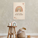 Holzbild mit Boho-Regenbogen - Glaubenssatz 'Ich werde geliebt' fürs Kinderzimmer