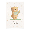 Stoffbild mit Bär und Buch - Selbstliebe-Spruch 'Ich bin schlau'