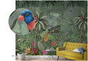Fototapet med junglemotiv og dyr, grøn, blomst 2,70 x 2,12 m