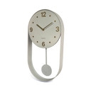 Horloge murale moderne à balancier gris clair avec cadre métallique pour le salon 27x50x4,5 cm