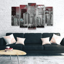 5 stykke lærredstryk, New York City skyskrabere