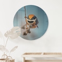 Glasschilderij Klein Vogeltje op Tak - Jacob Xu - Rond
