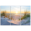 3 stykke lærredsprint, Beach Sea Dunes Sunset