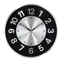 Horloge murale ronde noir et argent effet métal avec grands chiffres pour le salon 30x30x4 cm