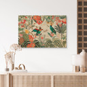 Plakat drewniany Egzotyczna dżungla z papugami - UN Designs