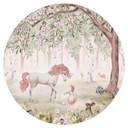 Adesivo murale Bosco incantato con unicorni - Kikki Belle - Tondo